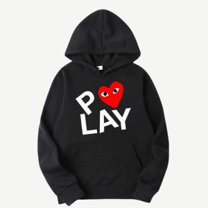 【PLAY COMME des GARCONS】BLK Heart hoodie Comme Des Garçons PLAY - Black/Red Heart Play Hooded